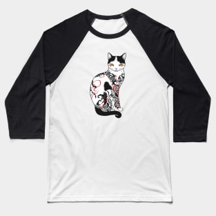Cat in battling dragon love mates tattoo Baseball T-Shirt